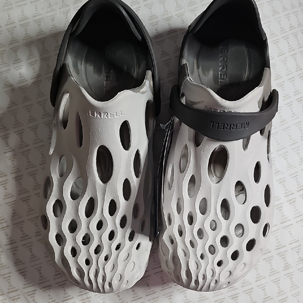 Merrell Black and White Perforated Slip-Ons